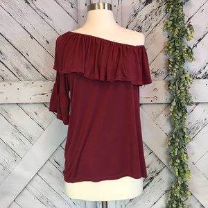 NWT Paige Pax One Shoulder Ruffle Top Size XS